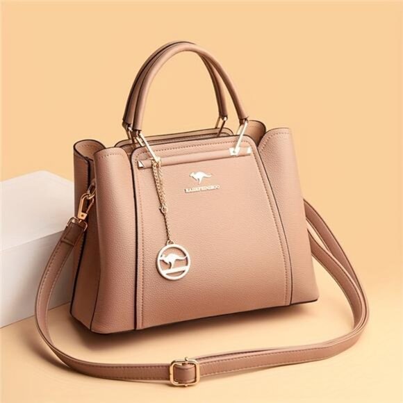 Women's Stylish Handbag with Golden-Tone Hardware & Detachable Shoulder bag - Picture 6 of 9